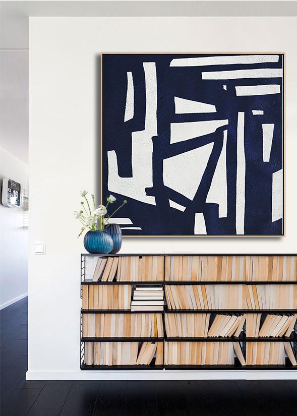 Navy Blue Minimalist Painting #NV298A - Click Image to Close